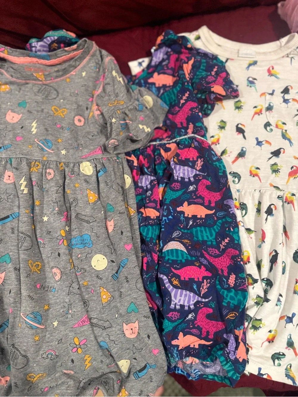 Toddler unique bird  dresses , dinosaurs dress , cat cartoon school dress
